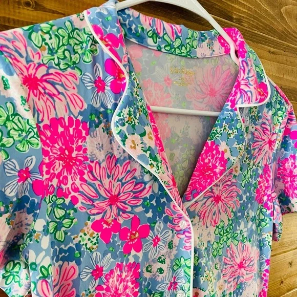 PJ KNIT BUTTON-UP TOP and PANTS MULTI LIL SOIREE ALL DAY Size S XS - Picture 6 of 7